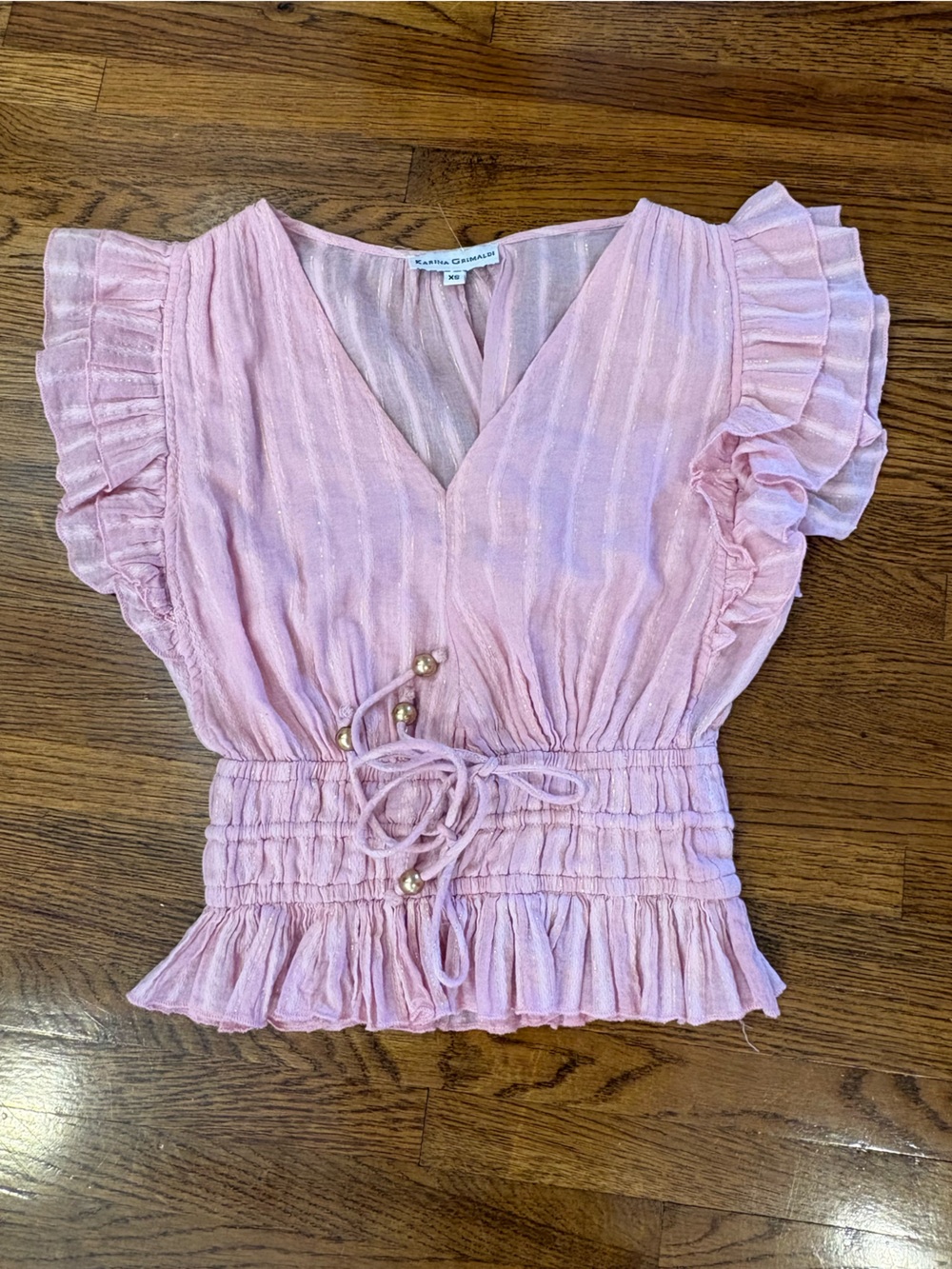 Karina Grimaldi Pink Ruffled Blouse